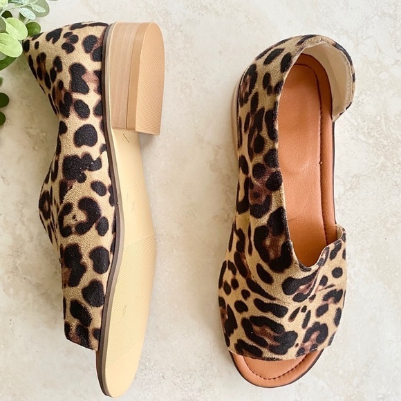 Leopard print faux suede slip on loafers - Picture 1 of 5